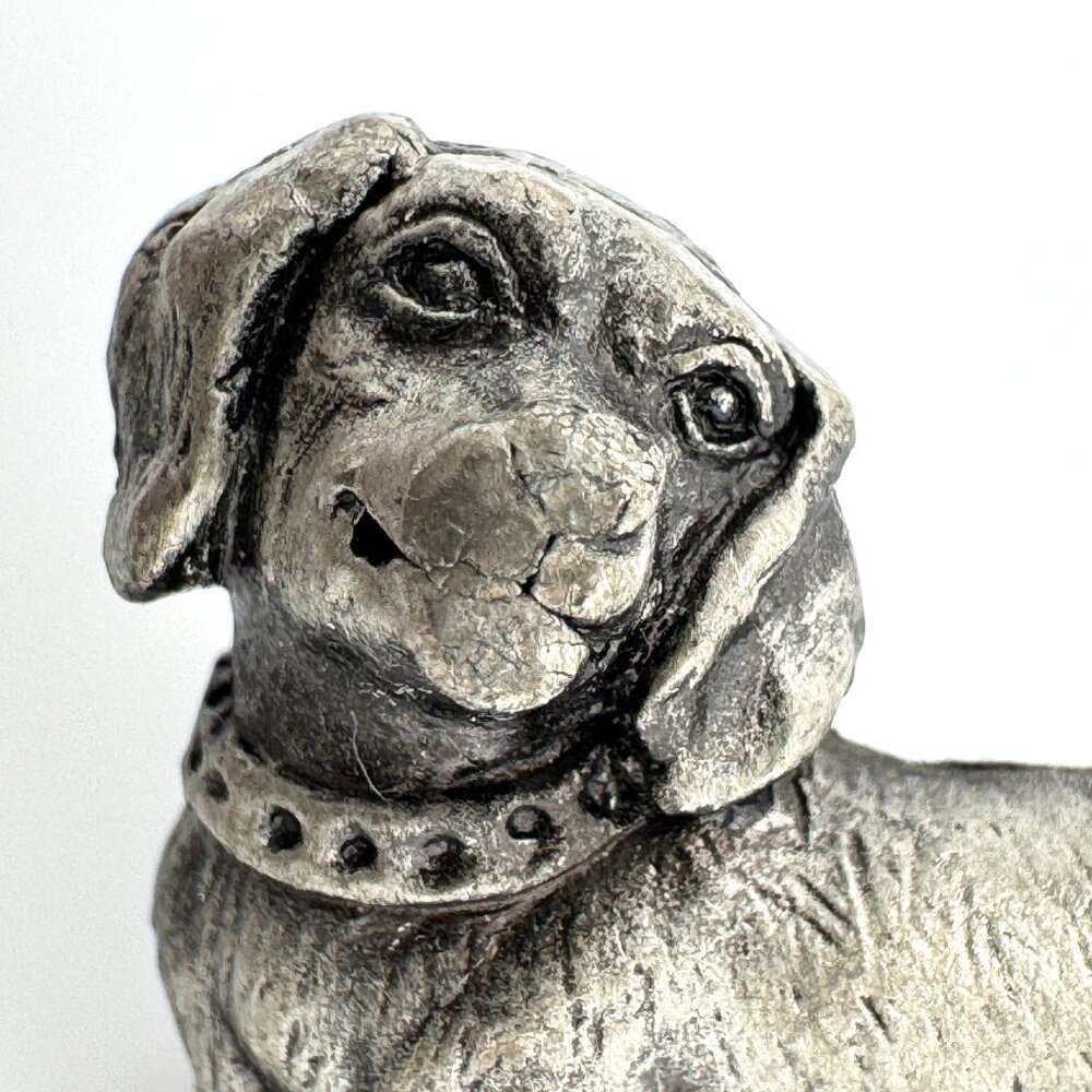 Pewter Dog Tie Pin Brooch With Collar Detail & Secure Clutch Back Vintage